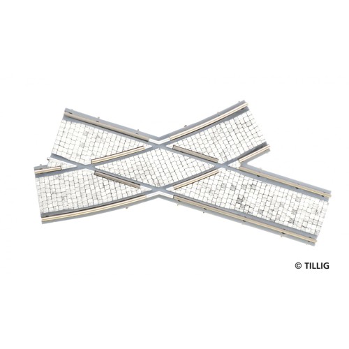 Tillig AKTION 87668 - Straßenbahn BKR Bogenkreuzung rechts einspurig - Pflastersteinstruktur Tillig AKTION 87668 - Straßenbahn BKR Bogenkreuzung rechts einspurig - Pflastersteinstruktur