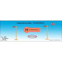BundesBus - Haltestellenschild mit Fahrplanhalter - Set 4 Stück